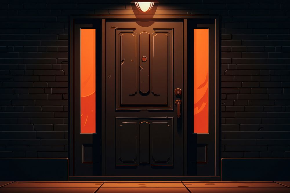 Front door wood architecture illuminated. AI generated Image by rawpixel.