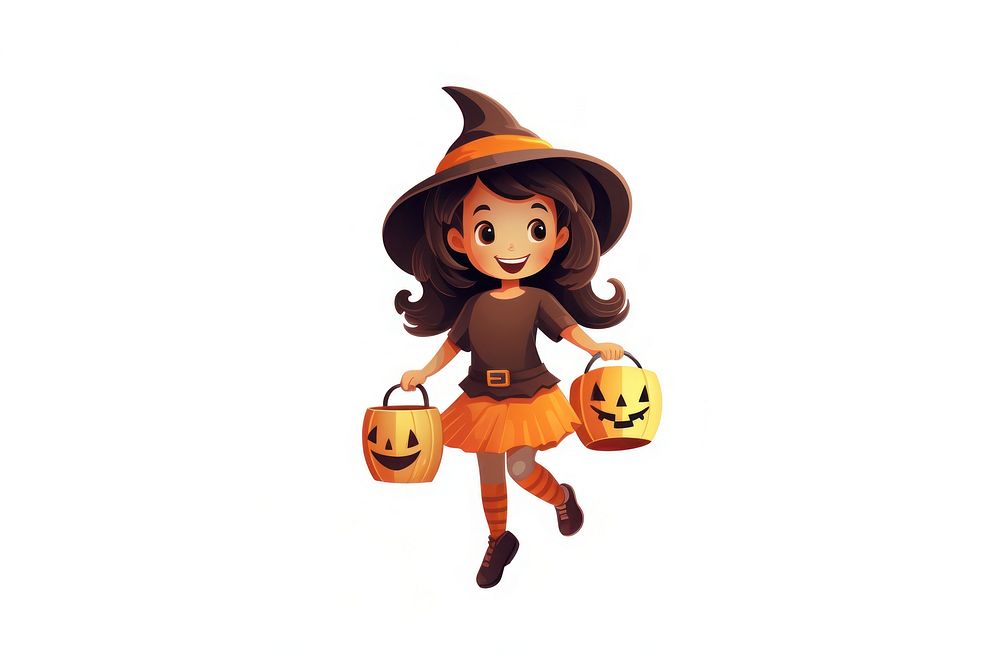 Girl halloween white background anthropomorphic. AI generated Image by rawpixel.