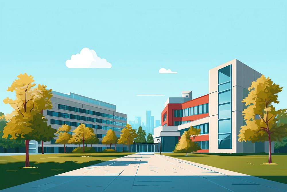 Scenery University architecture building. AI generated Image by rawpixel.