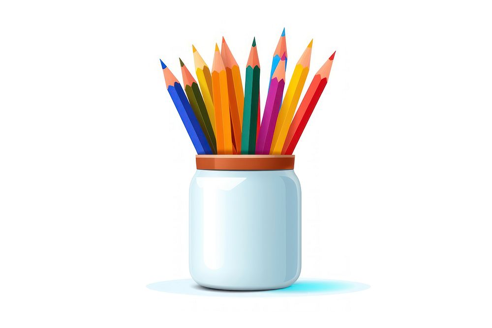 Pencil holder white background arrangement creativity. AI generated Image by rawpixel.