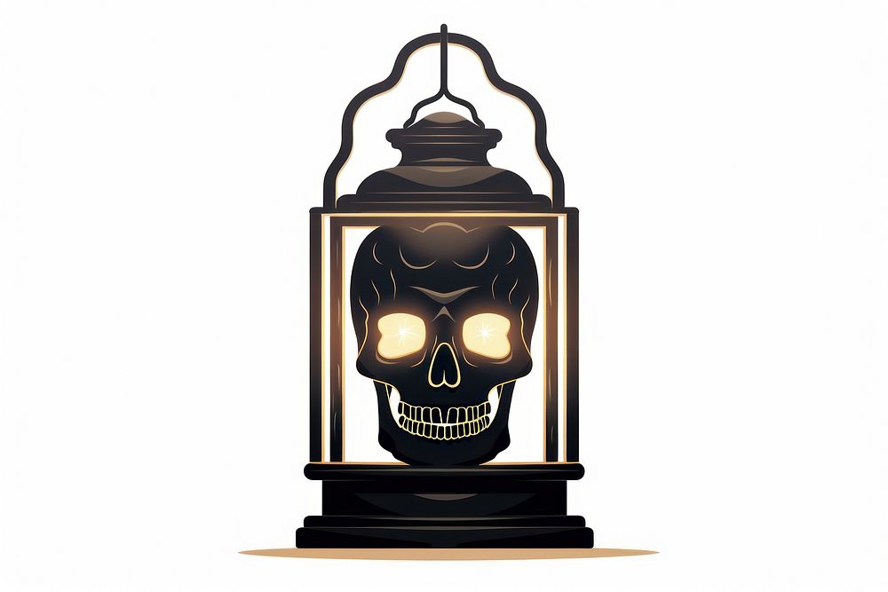 Lantern skull lamp white background. AI generated Image by rawpixel.