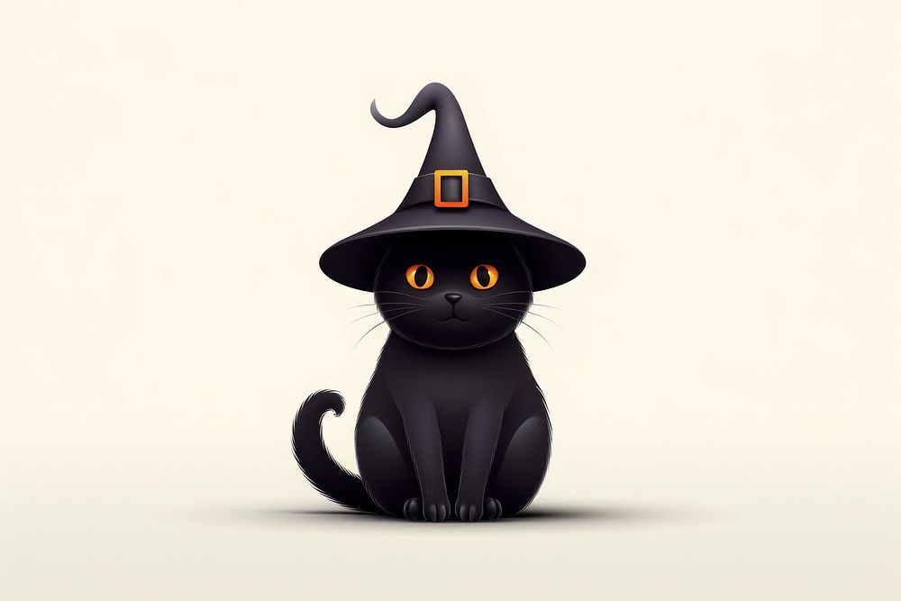 Black cat witch hat animal mammal. AI generated Image by rawpixel.