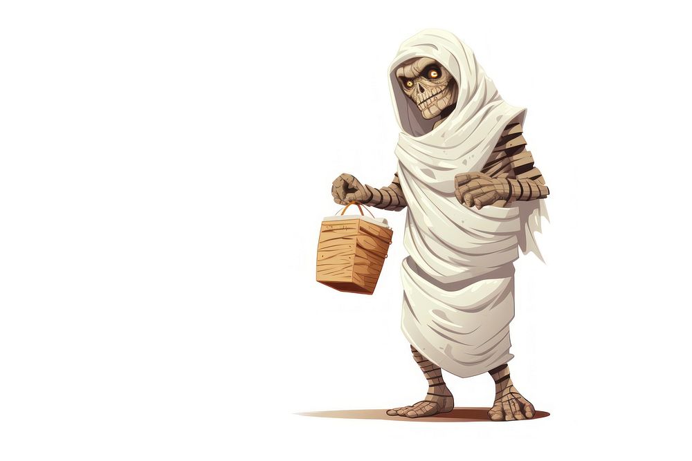 Mummy drawing adult white background. AI generated Image by rawpixel.