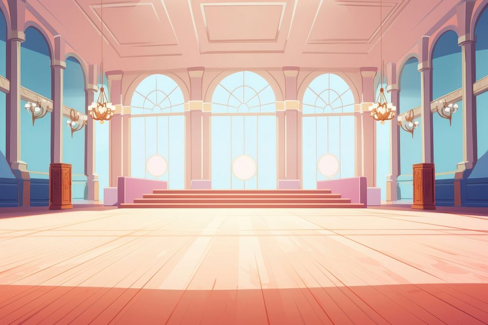 Ballroom flooring cartoon architecture. AI generated Image by rawpixel.