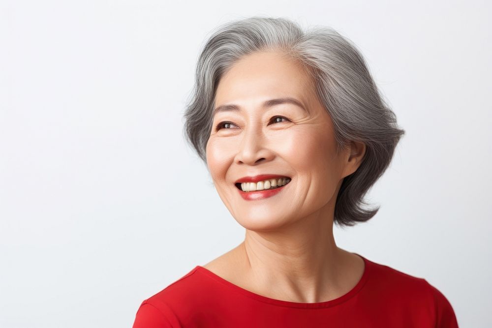 Asian woman Old portrait laughing. AI generated Image by rawpixel.