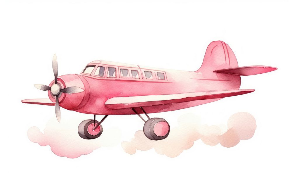 Pink airplane cute propeller aircraft vehicle. 