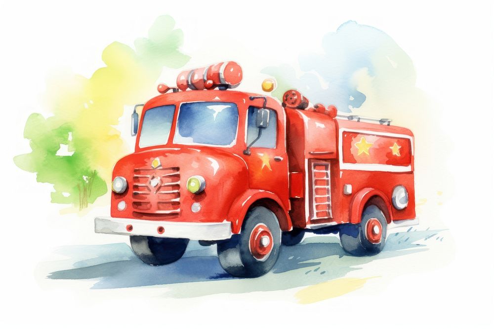 Cute fire engine vehicle truck wheel. AI generated Image by rawpixel.