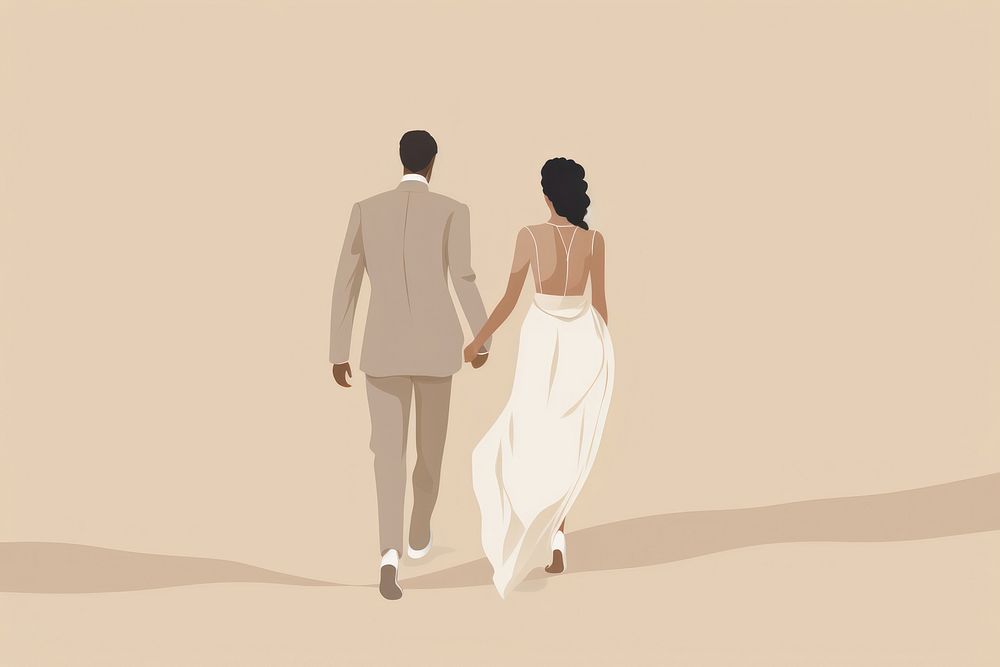 Wedding walking adult bride. AI generated Image by rawpixel.