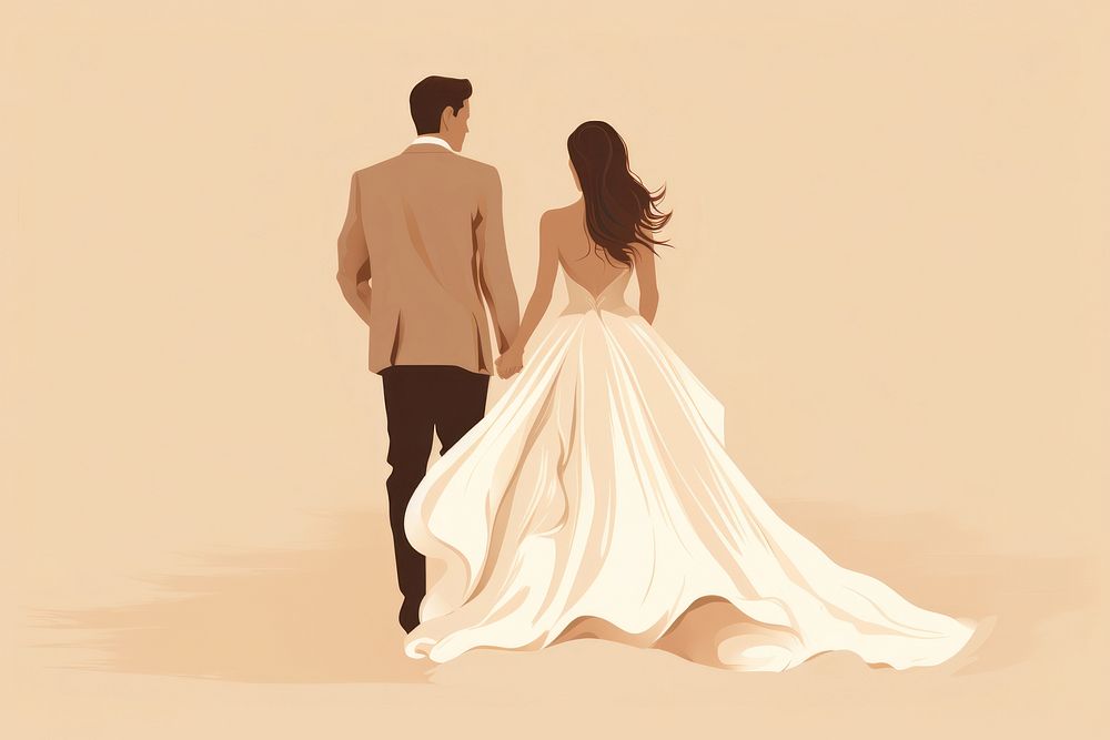 Wedding dress fashion walking. AI generated Image by rawpixel.