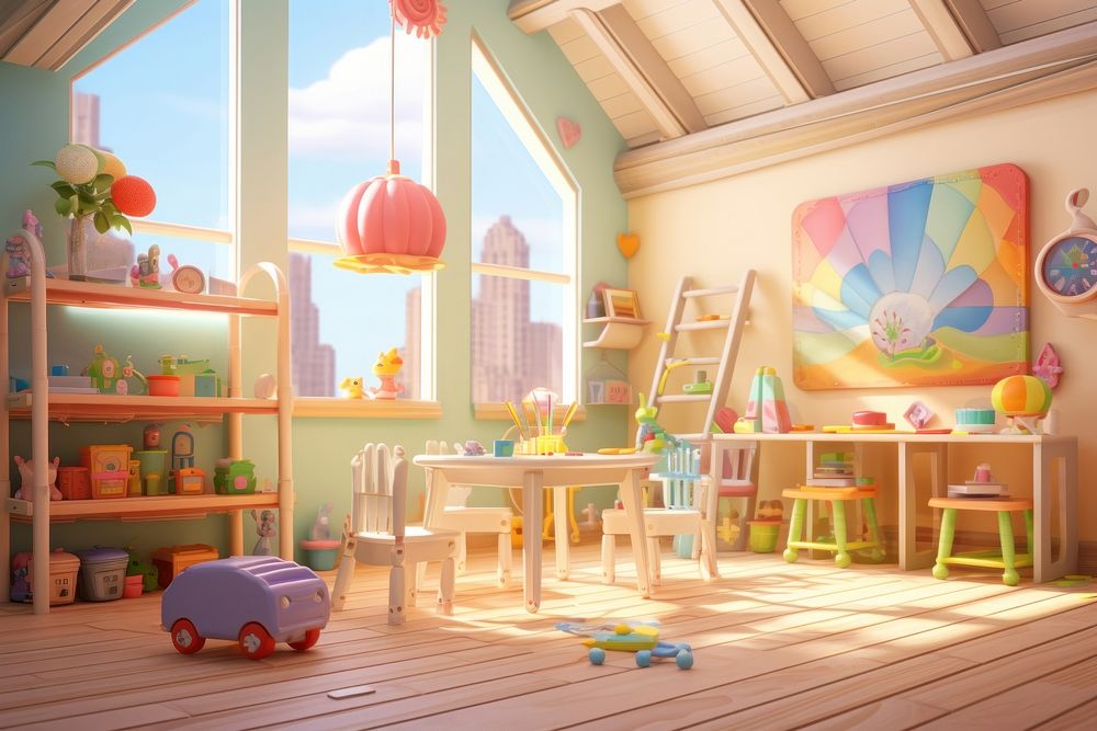 Daycare architecture furniture building. AI generated Image by rawpixel.