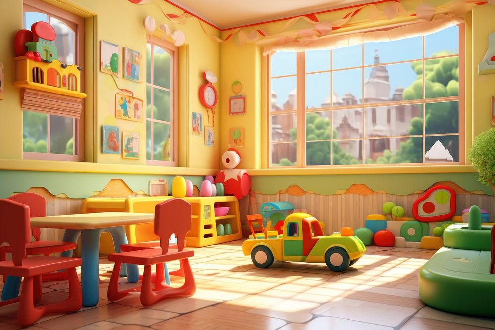 Daycare kindergarten furniture cartoon. AI generated Image by rawpixel.