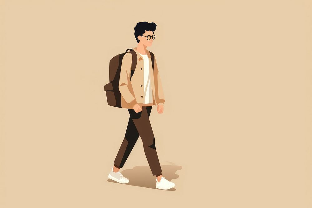 Student walking bag backpack. AI generated Image by rawpixel.