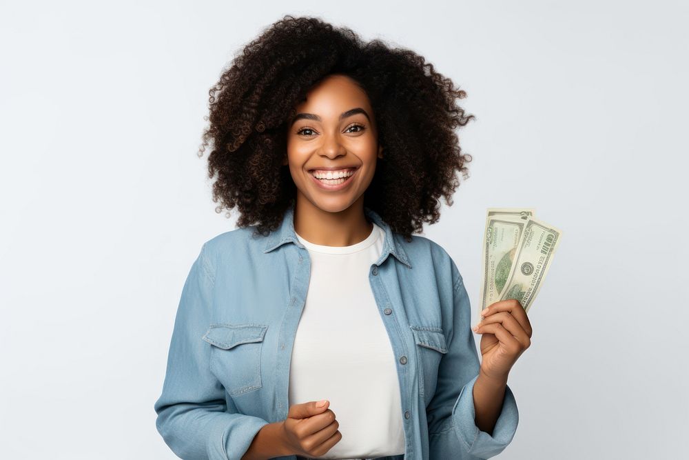 Money cheerful portrait holding. AI generated Image by rawpixel.