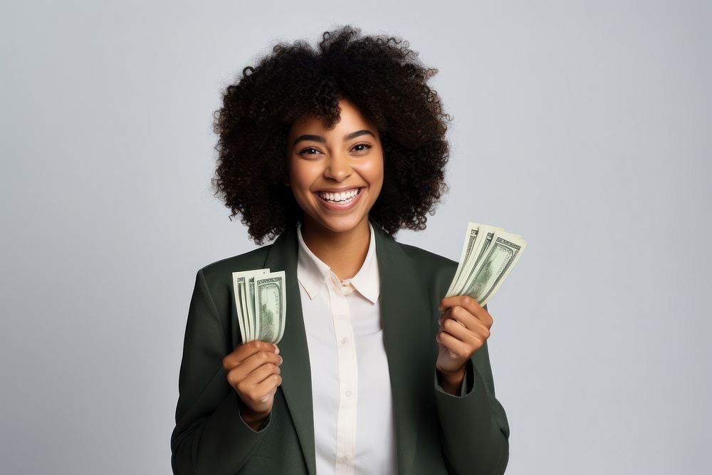 Money cheerful portrait holding. AI generated Image by rawpixel.