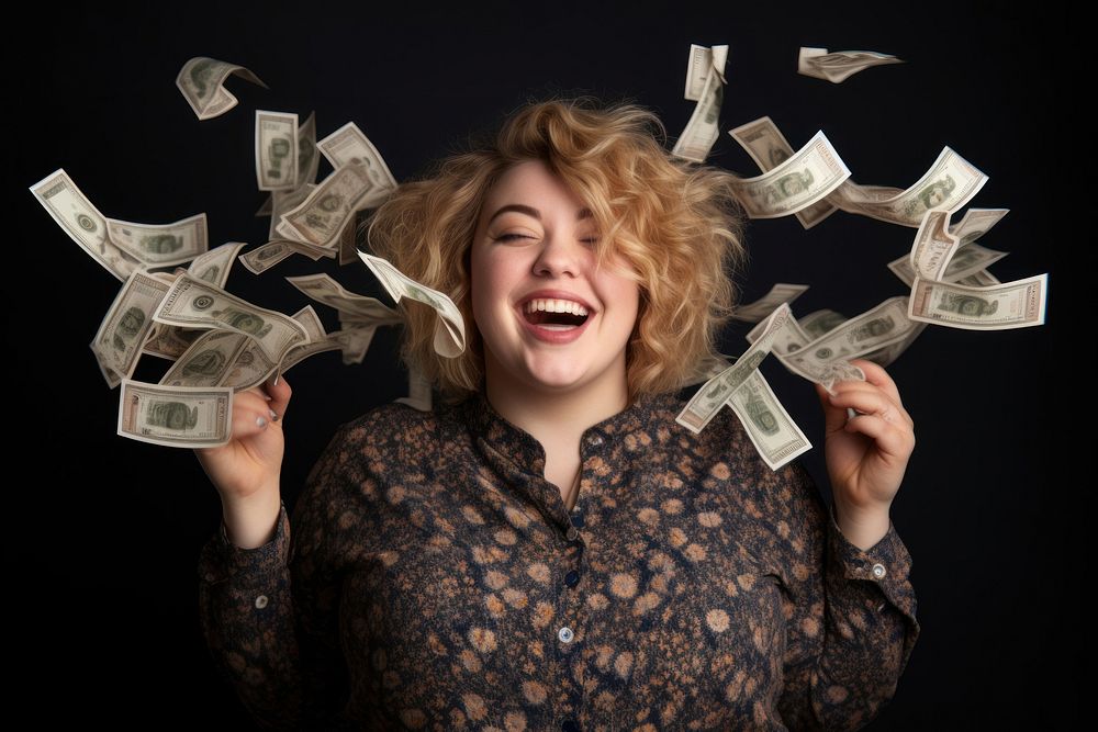 Portrait money cheerful holding. AI generated Image by rawpixel.