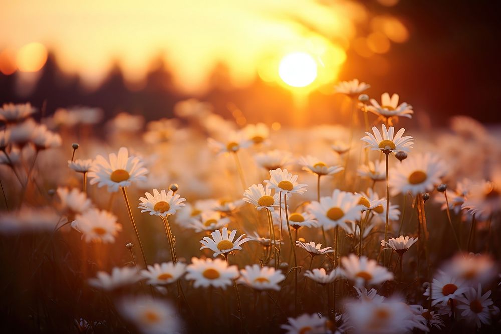 Daisies flower wildflower landscape. 