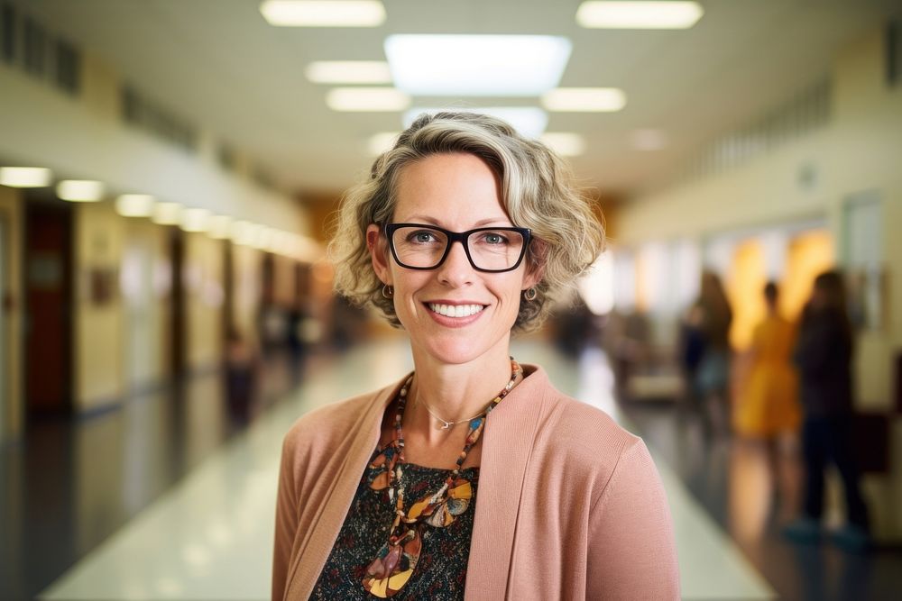 High school principal portrait glasses female. AI generated Image by rawpixel.