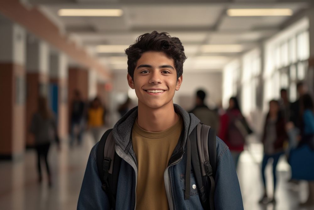 High school student adult smile male. 
