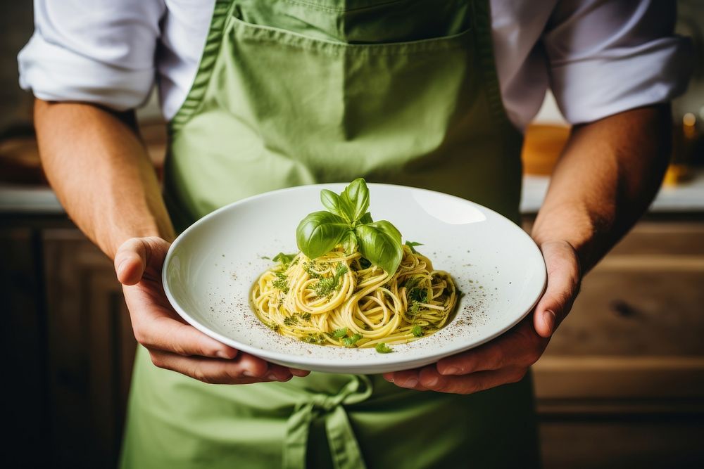 Food holding pasta adult. 