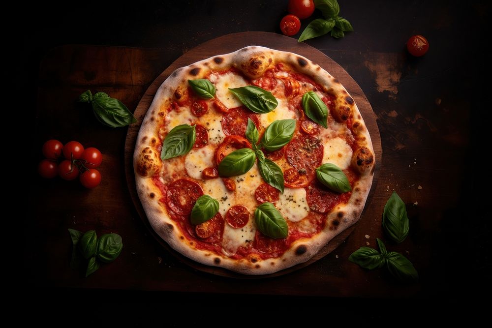 Margherita pizza pepperoni food mozzarella. AI generated Image by rawpixel.