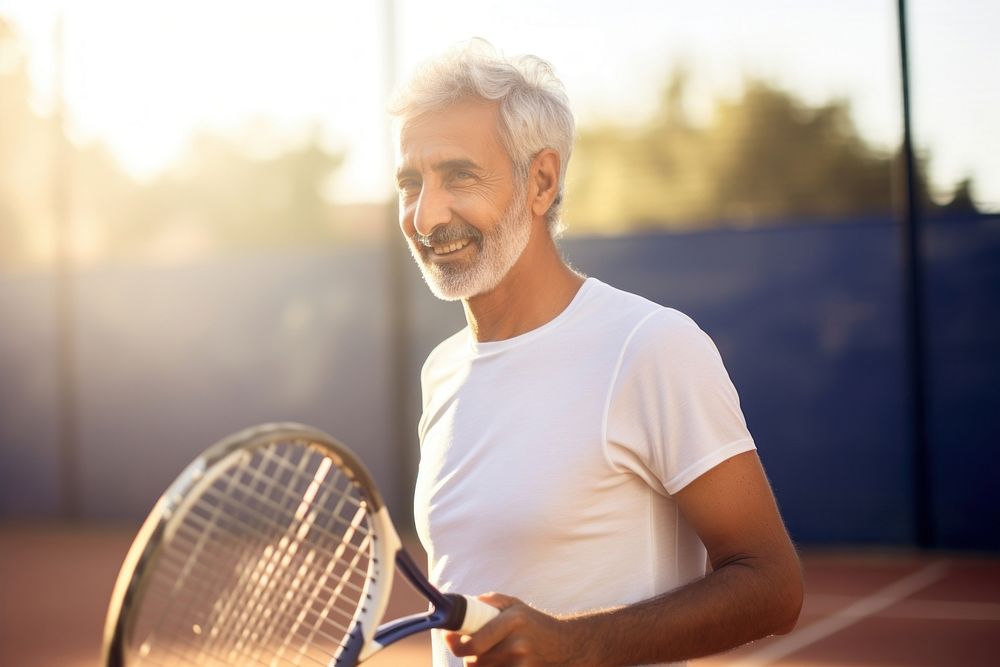 Tennis racket holding sports. 