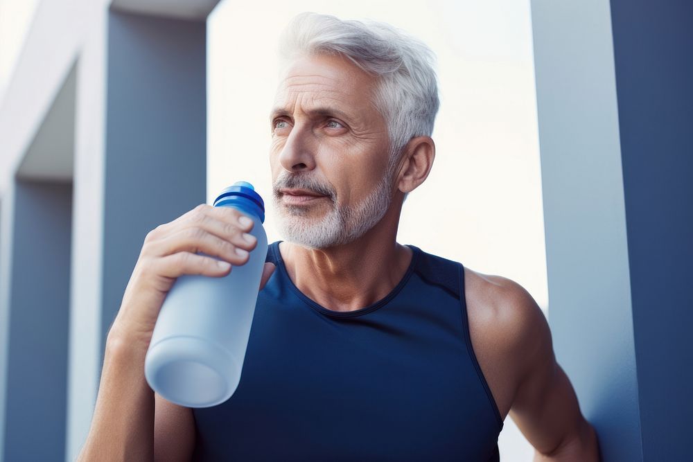 Gym water bottle holding sports refreshment. AI generated Image by rawpixel.