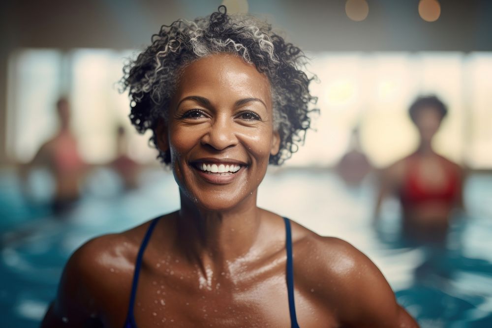 Bathing smile bodybuilding exercising. 