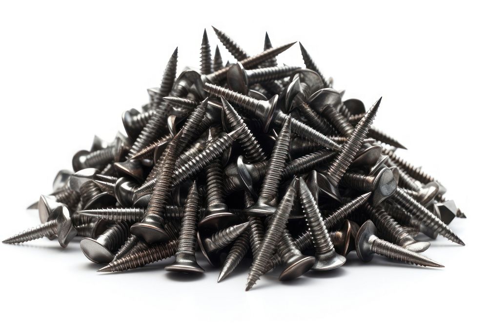 Metal nails white background machine screw. AI generated Image by rawpixel.