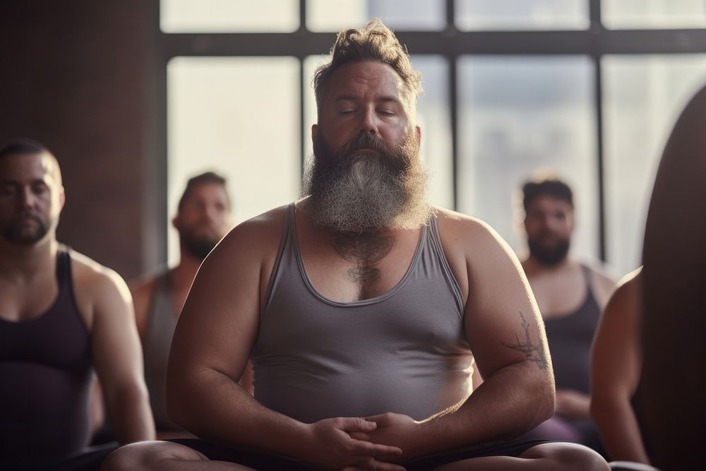 Yoga sports adult beard. AI generated Image by rawpixel.