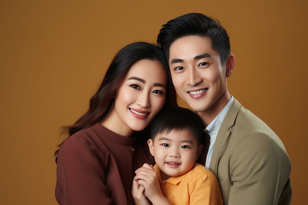 Asian family baby portrait adult. AI generated Image by rawpixel.