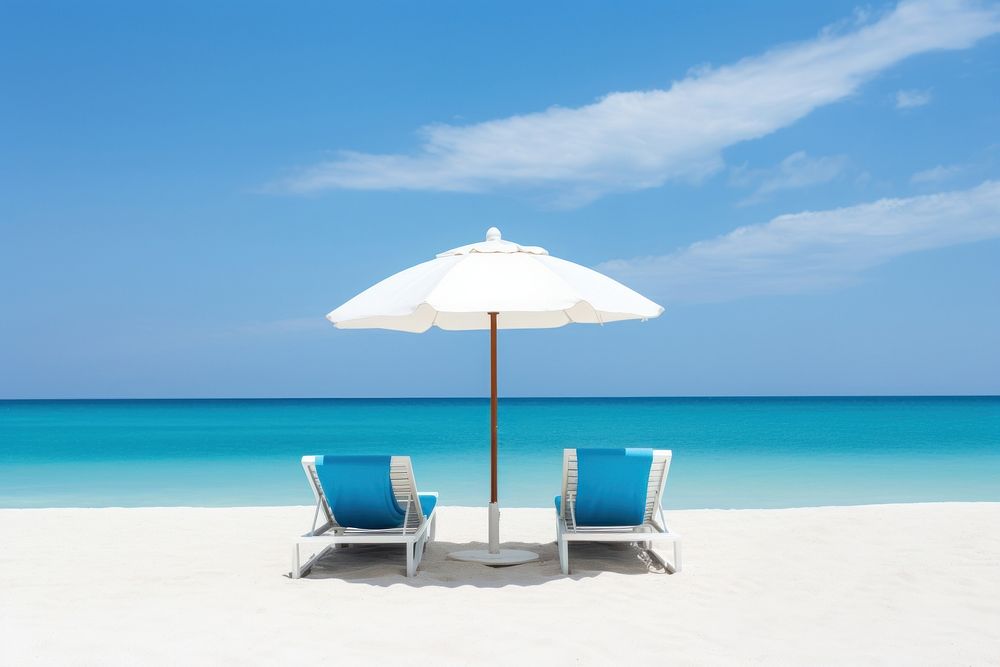 Lounge chairs beach sea furniture. 