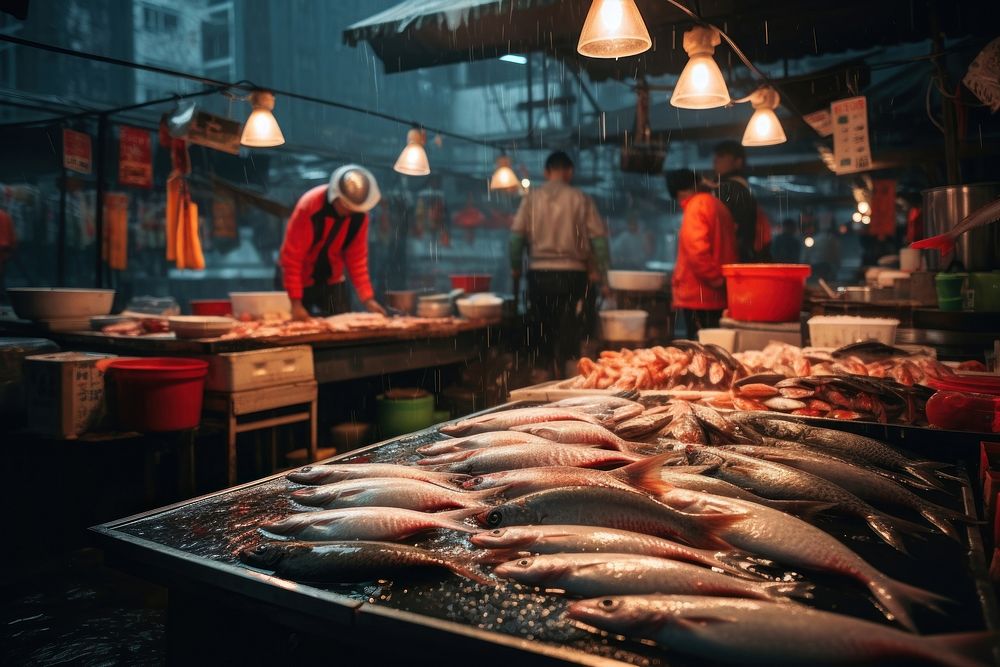 Fish market adult architecture freshness. AI generated Image by rawpixel.