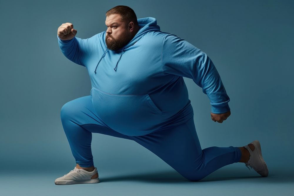 Chubby plus size adult blue man. AI generated Image by rawpixel.