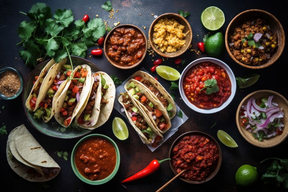 Mexican food plate table vegetable. AI generated Image by rawpixel.