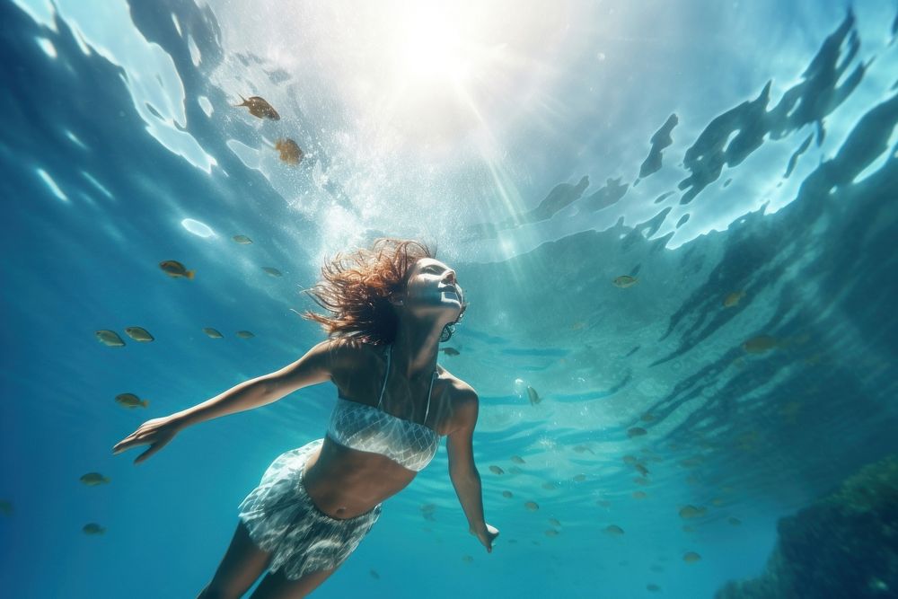 Swimming tropical ocean underwater outdoors. AI generated Image by rawpixel.