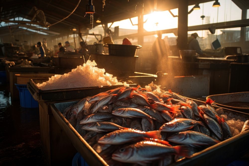 Fish market food electronics crustacean. AI generated Image by rawpixel.