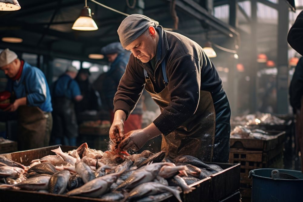 Fish market adult freshness abundance. AI generated Image by rawpixel.