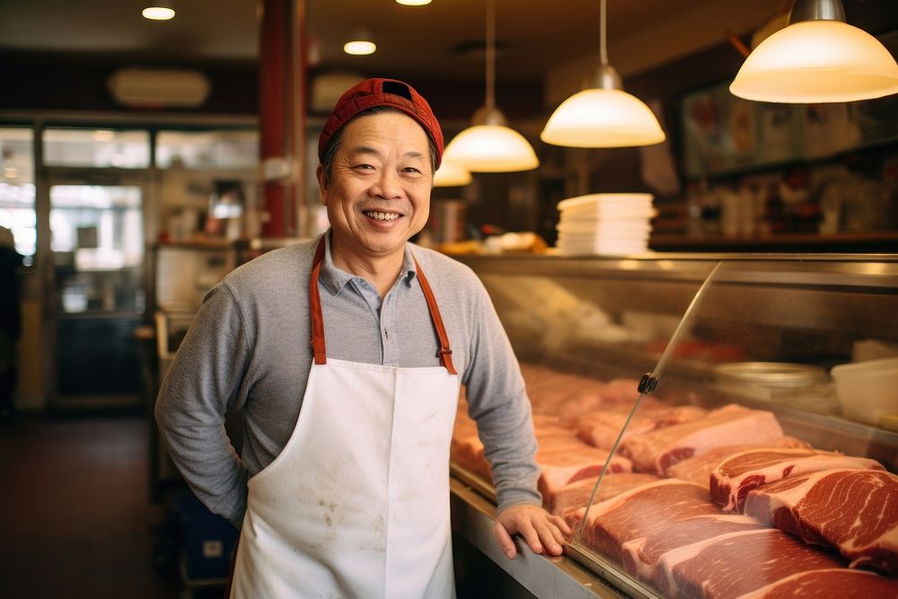 Meat shop adult chef entrepreneur. AI generated Image by rawpixel.