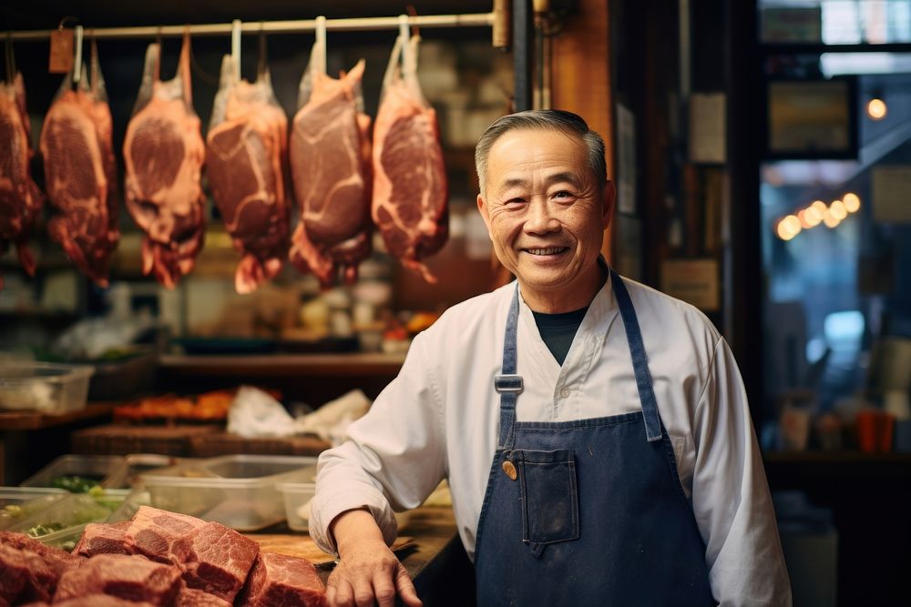 Meat shop adult food pork. AI generated Image by rawpixel.