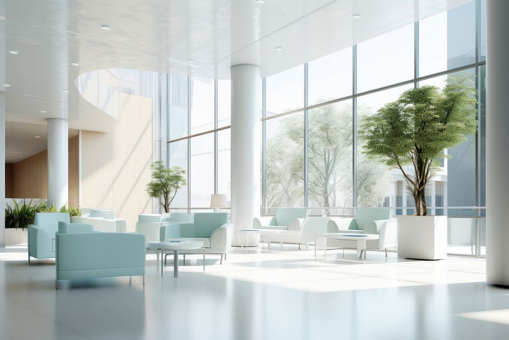 Modern hospital entrace architecture furniture building. AI generated Image by rawpixel.