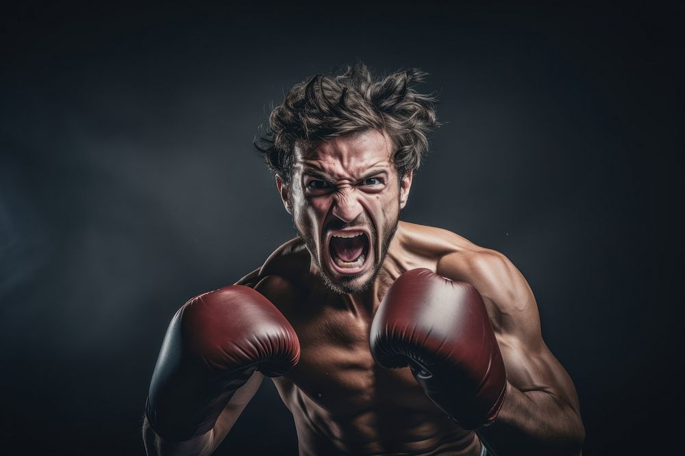 Man boxing shouting portrait adult. AI generated Image by rawpixel.