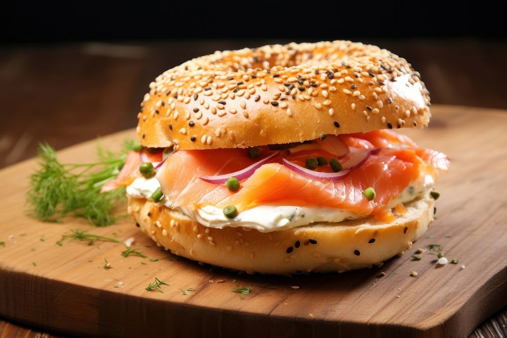 Bagel salmon bread food. AI generated Image by rawpixel.