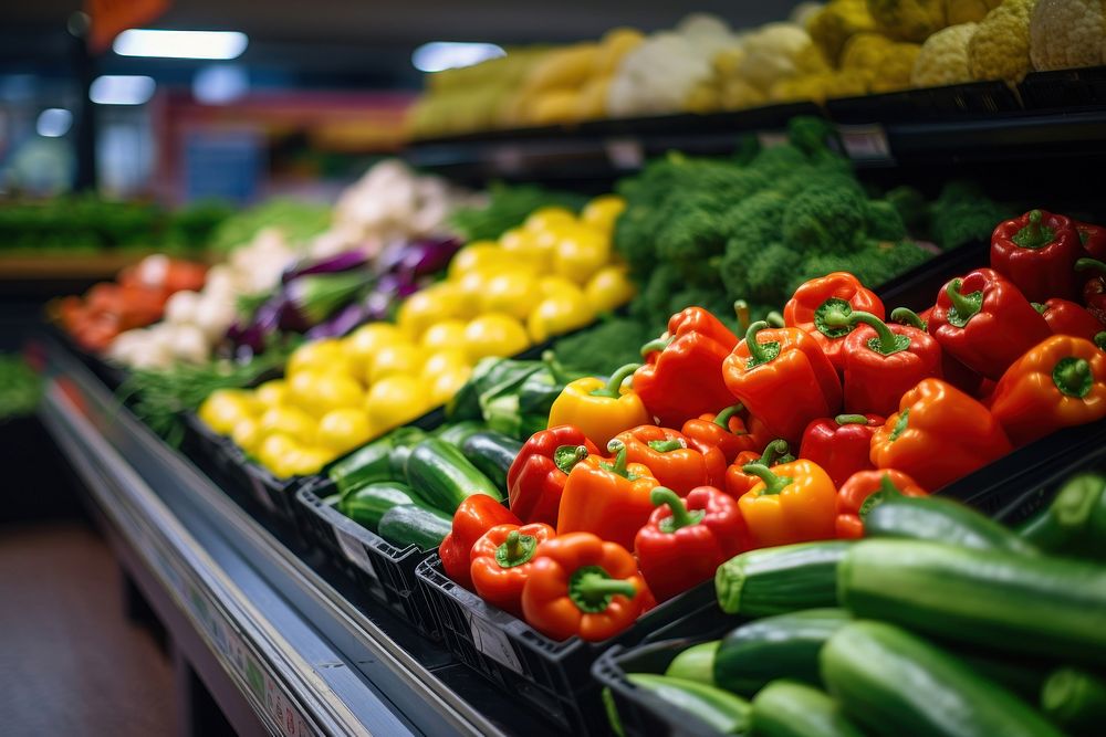 Supermarket vegetable food arrangement. AI generated Image by rawpixel.