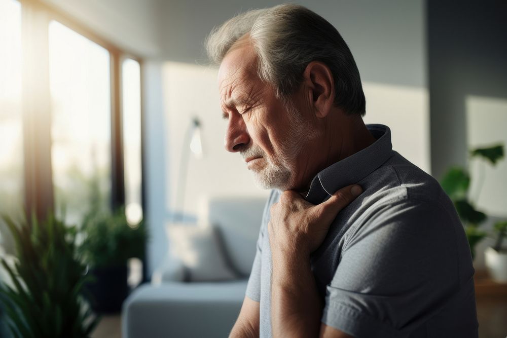 Shoulder pain worried adult man. AI generated Image by rawpixel.