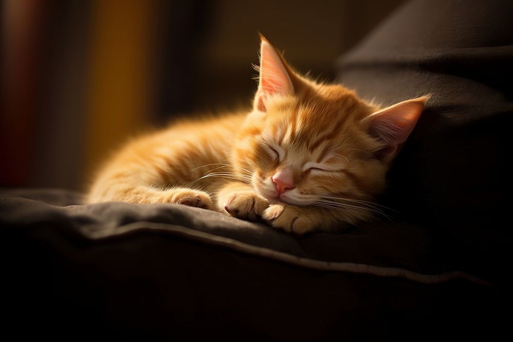 Sleeping kitty sleeping animal mammal. 
