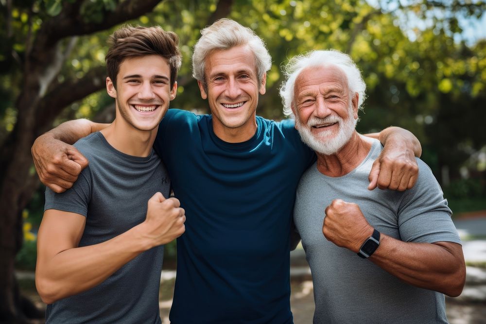 Happy family laughing portrait outdoors. 