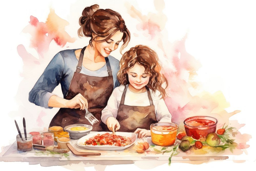 Painting adult dish food. AI generated Image by rawpixel.