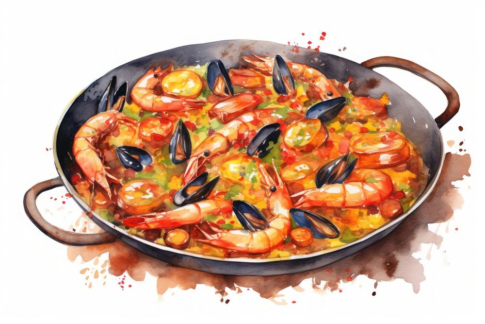 Paella food plate crustacean. AI generated Image by rawpixel.