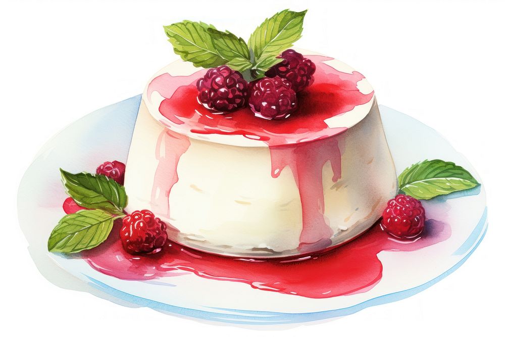 Panna cotta raspberry dessert fruit. AI generated Image by rawpixel.