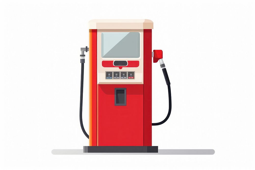 Red petrol pump machine white background gas station. AI generated Image by rawpixel.